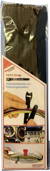 FASTECH® E1-2-330-B10 Klettkabelbinder zum Bündeln Haft- und Flauschteil (L x B) 200 mm x 13 mm Schwarz 10 St.