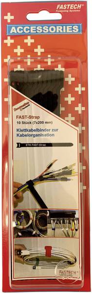FASTECH® 801-330C Klettkabelbinder zum Bündeln Haft- und Flauschteil (L x B) 200 mm x 7 mm Schwarz 10 St.