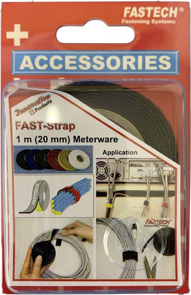 FASTECH® 910-330C Klettband zum Bündeln Haft- und Flauschteil (L x B) 1000 mm x 20 mm Schwarz 1 m