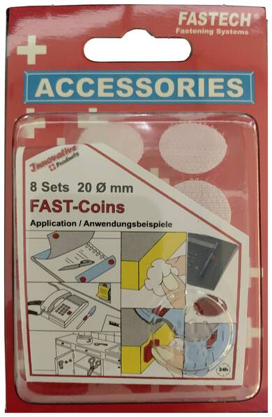 FASTECH® 685-010 Klettpunkte zum Aufkleben Hotmelt Haft- und Flauschteil (Ø) 20 mm Weiß 8 Paar