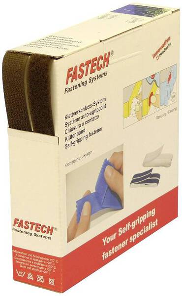 FASTECH® B20-STD073810 Klettband zum Aufnähen Haft- und Flauschteil (L x B) 10 m x 20 mm Braun 10 m