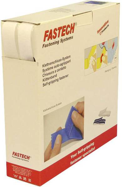 FASTECH® B25-SKL000025 Klettband zum Aufkleben Hotmelt Haft- und Flauschteil (L x B) 25 m x 25 mm Weiß 25 m