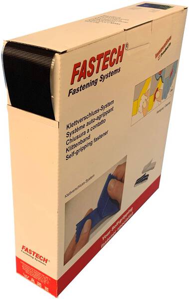 FASTECH® B50-SK-ETN32CB25 Klettband zum Aufkleben Hotmelt Mikrohaken (L x B) 25 m x 50 mm Schwarz 25 m