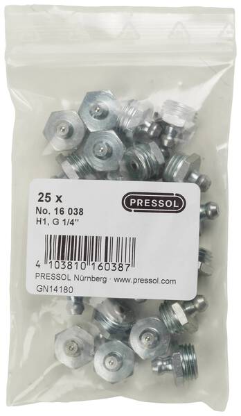 Pressol Kegelschmiernippel H1-gerade, G 1/4''-VZ 25 St.