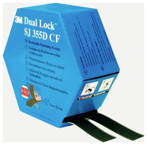 3M Dual Lock SJ355DCF REF Klettband zum Aufkleben Pilzkopf (L x B) 5000 mm x 25 mm Schwarz 1 Paar