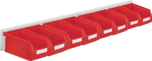 RASTERPLAN Sichtlagerkastenset H100xB920xT180mm Stahlblech/Polyethylen Ku.-besch.rot
