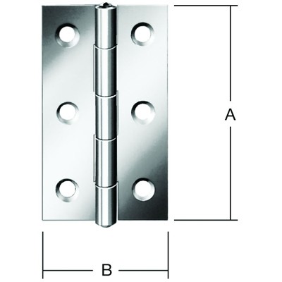 Vormann - Scharnier schmal Edelstahl (V2A), 40 x 26mm, gerollt, Edelstahlstift