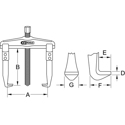 KSTOOLS® - Universal-Abzieher 2-armig, verlängerte Haken, 110-520x500mm