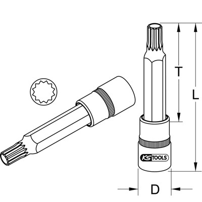 KSTOOLS® - 1/2" Bit-Stecknuss XZN, M12, 110mm