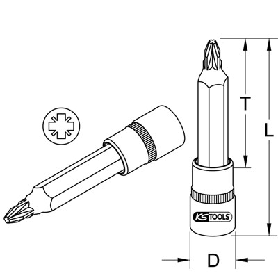 KSTOOLS® - 1/2" Bit-Stecknuss, lang, PZ1