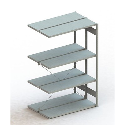 META® - Doppel-Anbauregal CLIP 230 S3 2000 x 1300 x 400 RAL 7035 kpl. mit 2 x 4 Böden