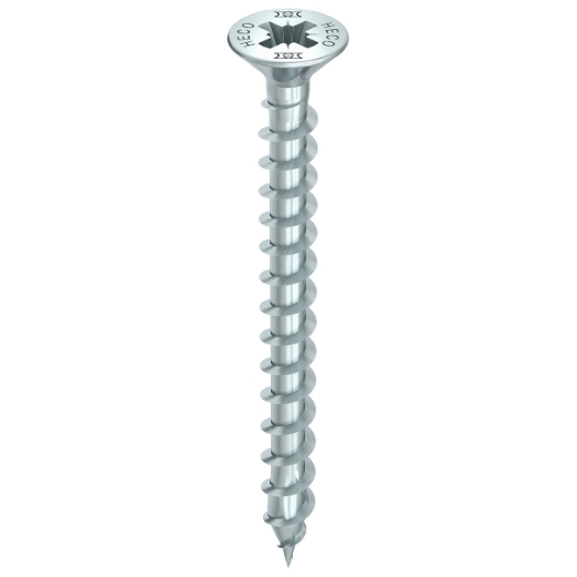 HECO TOPIX-plus 5,0 x 55, Senkkopf mit Frästaschen, Pozi-Drive, Variables Vollgewinde, verzinkt blau, A3K