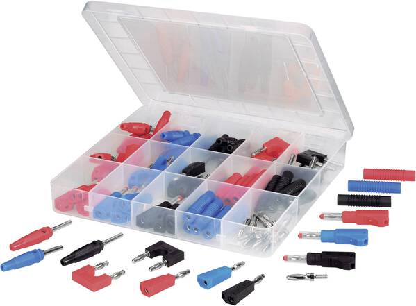 VOLTCRAFT SUBP84-03 Laborstecker Stift-Ø: 4 mm Schwarz, Rot, Blau, Silber 84 St.