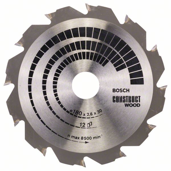 BOSCH Kreissägeblatt Construct Wood, 180 x 30/20 x 2,6 mm, 12