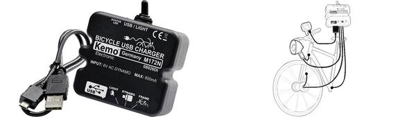Kemo M-172N - USB Fahrrad-Laderegler Schwarz