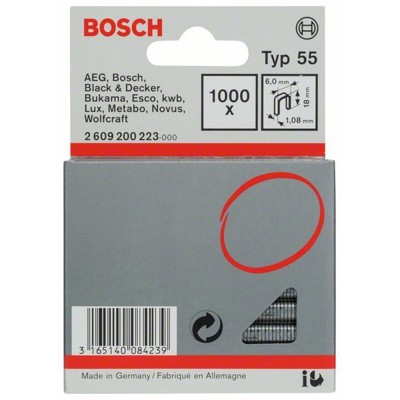 Bosch - Schmalrückenklammer Typ 55 6x1,08x18mm 1.000er-Pack (2609200223)
