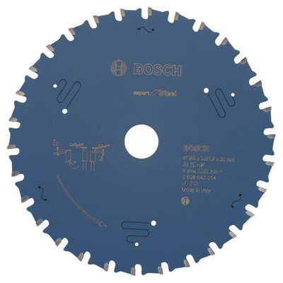 Bosch - Kreissägeblatt Expert for Steel ø160 x 20 x 2,0mm, 30 Zähne (2608643054)