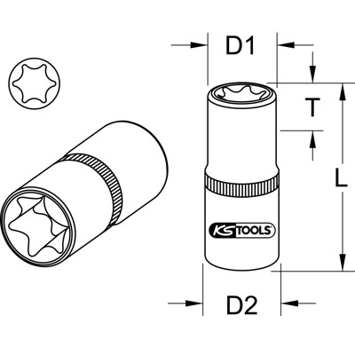 KSTOOLS® - 1/4" Torx-E-Stecknuss, lang, E7
