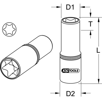 KSTOOLS® - 1/4" CHROMEplus Torx-E-Stecknuss, lang, E6