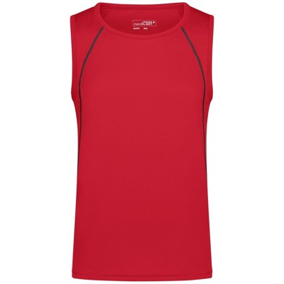 James & Nicholson - Herren Fitness Tanktop JN494, rot/schwarz, Größe XXL