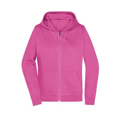 James & Nicholson - Damen Basic Kapuzen-Sweatjacke JN755, pink, Größe M
