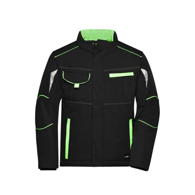James & Nicholson - Winter Workwear Softshell Jacke JN853, schwarz/lime-grün, Größe S