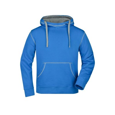 James & Nicholson - Herren Lifestyle Kapuzensweatshirt JN961, kobalt-blau/grau heather, Größe M