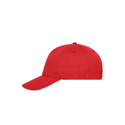 James & Nicholson - 5 Panel Sandwich Cap Bio Baumwolle MB6238, rot/weiß, Einheitsgröße