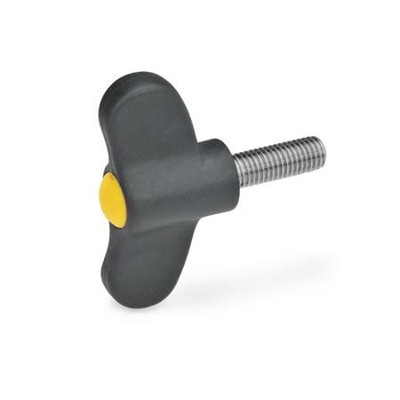 Ganter Norm® - 633.1-40-M8-40-DGB Flügelschrauben, Kunststoff, mit Edelstahl-Gewindestift