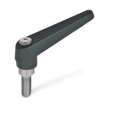 Ganter Norm® - 101.1-14-M5-50-SW Verstellbare Klemmhebel, Zink-Druckguss, Schraube Edelstahl