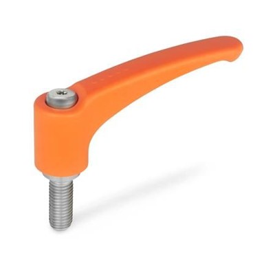 Ganter Norm® - 604.1-78-M12-63-OR Verstellbare Klemmhebel, Kunststoff, Schraube Edelstahl