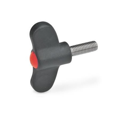 Ganter Norm® - 633.1-40-M6-20-DRT Flügelschrauben, Kunststoff, mit Edelstahl-Gewindestift