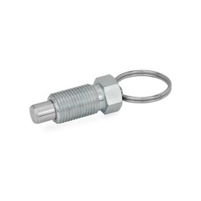 Ganter Norm® - 717-5-M10X1-A-ST Rastbolzen, Stahl, mit Zugring / Zugöse, ohne Rastsperre