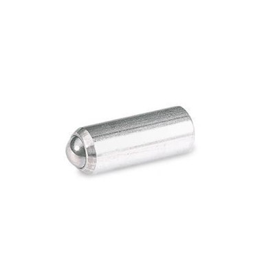 Ganter Norm® - 614.3-6-NI Federnde Edelstahl-Druckstücke, ohne Gewinde, mit Kugel