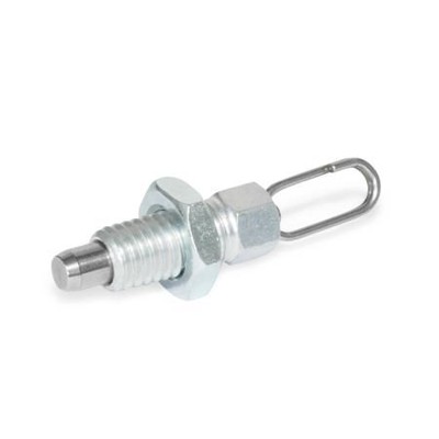 Ganter Norm® - 717-6-M10-DK-ST Rastbolzen, Stahl, mit Zugring / Zugöse, ohne Rastsperre