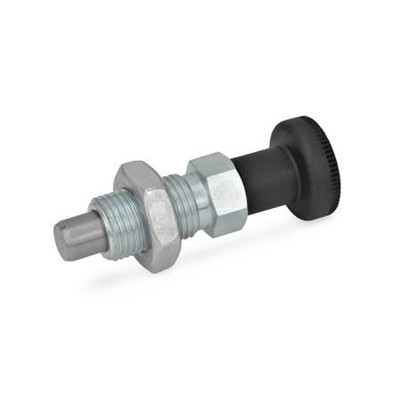 Ganter Norm® - 717-8-M12X1,5-BK-ST Rastbolzen, Stahl, mit Knopf, mit und ohne Rastsperre