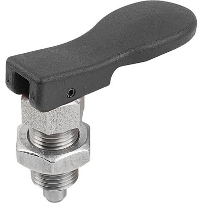 KIPP - ARRETIERBOLZEN MIT EXZENTERGRIFF GR.1 M10X1, D=5, FORM:B, MIT KONTERMUTTER, EDELSTAHL UNGEHÄRTET UND BLANK,