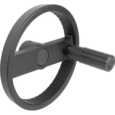 KIPP - 2-SPEICHENHANDRAD D1=160, FORM:A PASSBOHRUNG + QUERBOHRUNG, D2=14, ALUMINIUM SCHWARZ, STAHLTEILE: STAHL,