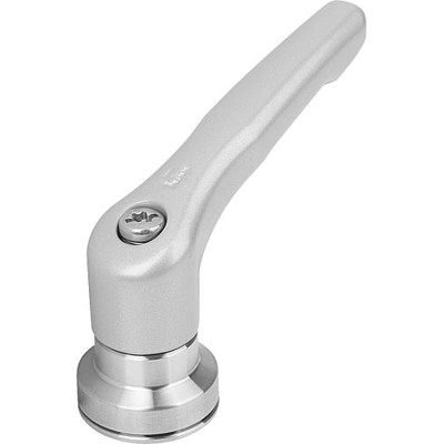 KIPP - KLEMMHEBEL MIT SPANNKRAFTVERSTÄRKER GR.4 M10, ZINK SILBER-METALLIC KUNSTSTOFFBESCHICHTET, KOMP:EDELSTAHL