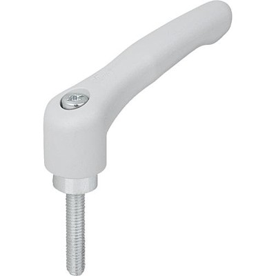 KIPP - KLEMMHEBEL GR.3 M08X15, HOCHLEISTUNGSTHERMOPLAST GRAU RAL7035, KOMP:STAHL BLAU-PASSIVIERT