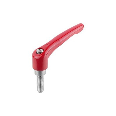 KIPP - KLEMMHEBEL GR.2 M08X15, ZINK ROT RAL3003 KUNSTSTOFFBESCHICHTET, KOMP:EDELSTAHL BLANK