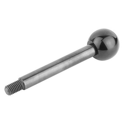 KIPP - GRIFFSTANGE M12, L=125, D=14, FORM:A KUGELKNOPF, STAHL BRÜNIERT, KOMP:DUROPLAST SCHWARZ HOCHGLANZPOLIERT