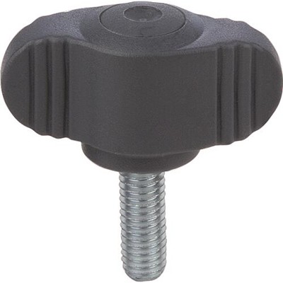 KIPP - FLÜGELGRIFF MINIWING, BIOPOLYMER D=M06X15 A=28, H=15, FORM:L, SCHWARZGRAU RAL7021, KOMP:EDELSTAHL