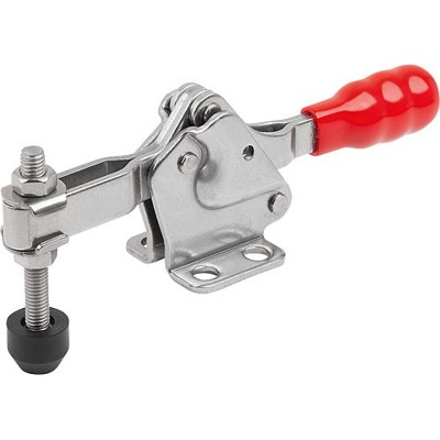 KIPP - SCHNELLSPANNER, FUß WAAGRECHT, STANDARD, F2=1000, VERSTELLB. ANDRUCKSPINDEL M05X40, EDELSTAHL BLANK,