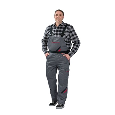 Planam - Latzhose 2332 schiefer/schwarz/rot, Größe 53