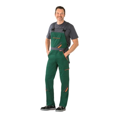 Planam - Latzhose 2432 grün/orange/schiefer, Größe 70