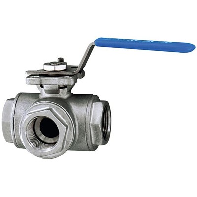 RIEGLER® - 3-Wege-Kugelhahn, T-Bohrung, Edelstahl 1.4408, G 1.1/4", DN 32