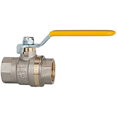 RIEGLER® - Kugelhahn Standardausführung, gelber Hebel, I/I, Messing vernickelt, G 3/4"