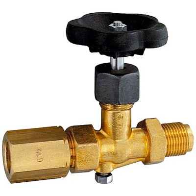 RIEGLER® - Manometer-Absperrventil, Zapfen-Spannmuffe, DIN 16270, St brüniert, G 1/2"