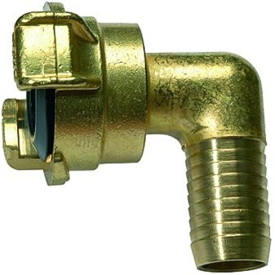 RIEGLER® - GEKA-Winkelschlauchstück, 360° drehbar, Messing blank, LW 25